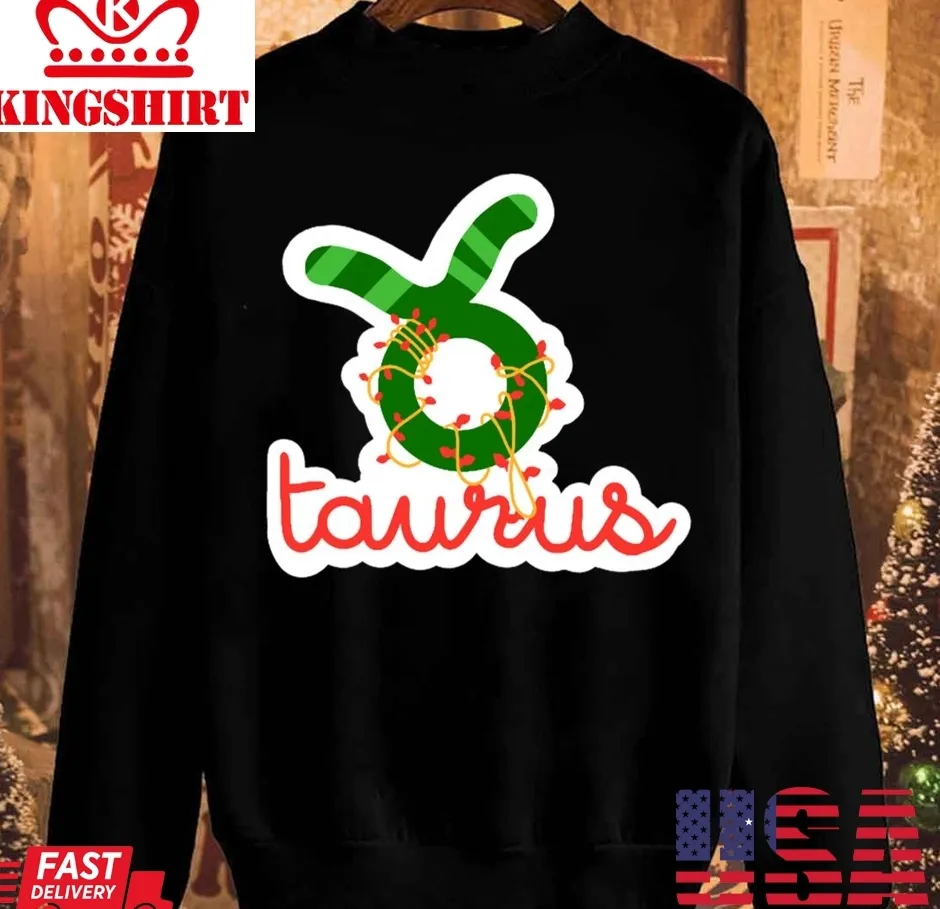 Top Taurus Astrology Symbol Christmas Lights By Gabyiscool Unisex Sweatshirt Plus Size