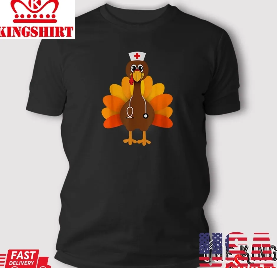 Free Style Thanksgiving Scrub Tops Women Turkey Nurse Holiday Nursing T Shirt Unisex Tshirt