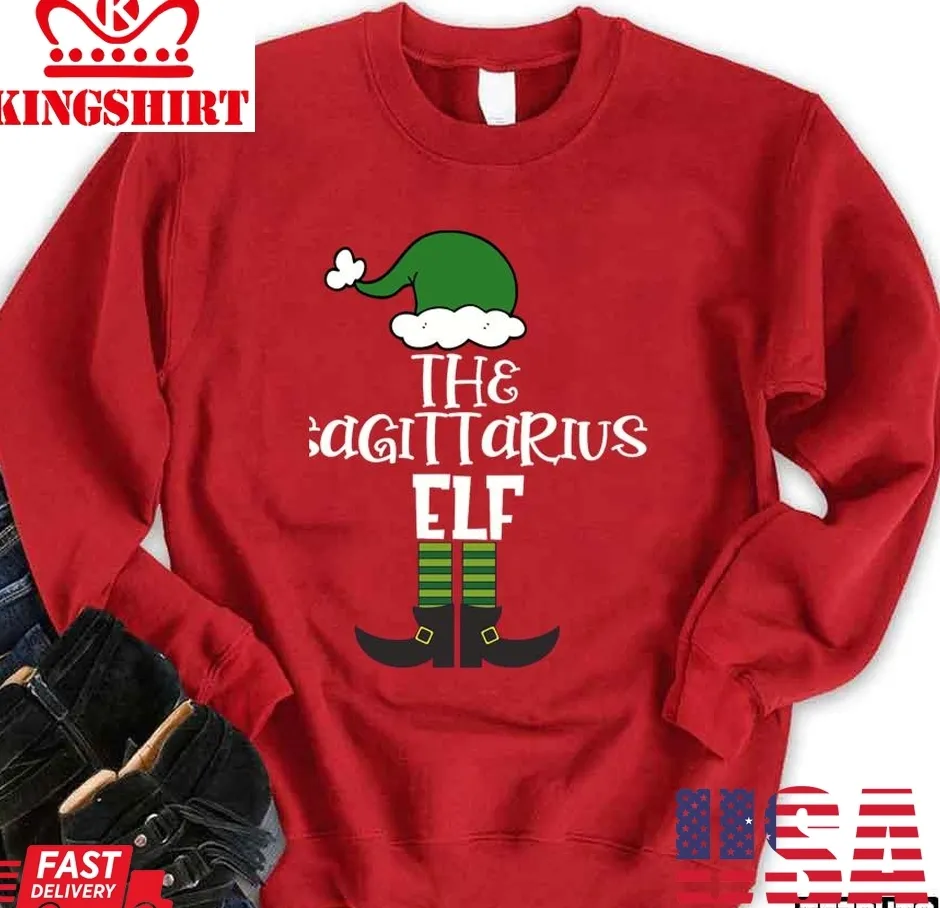 Official The Sagittarius Elf Christmas Party Unisex Sweatshirt TShirt