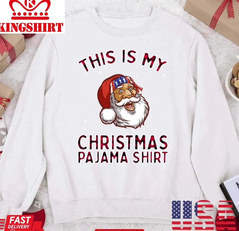 Be Nice This Is My Patriotic Christmas Pajamas American Santa Unisex Sweatshirt Plus Size