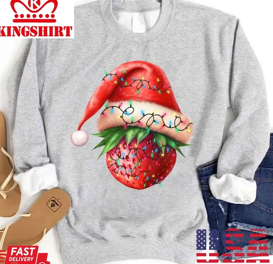 Be Nice Tree Lights Xmas Fruit Strawberry Unisex Sweatshirt Plus Size