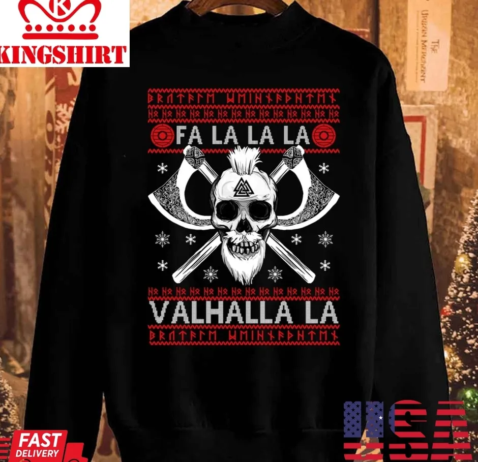 Official Valhalla La Bearded Skull Valknut Viking Unisex Sweatshirt TShirt