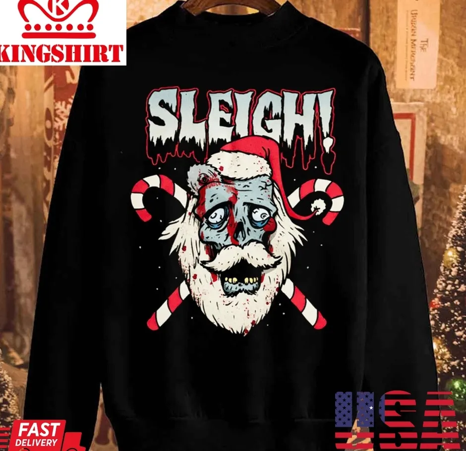 Awesome Zombie Santa Sleigh Horror Racerback Unisex Sweatshirt Size up S to 4XL