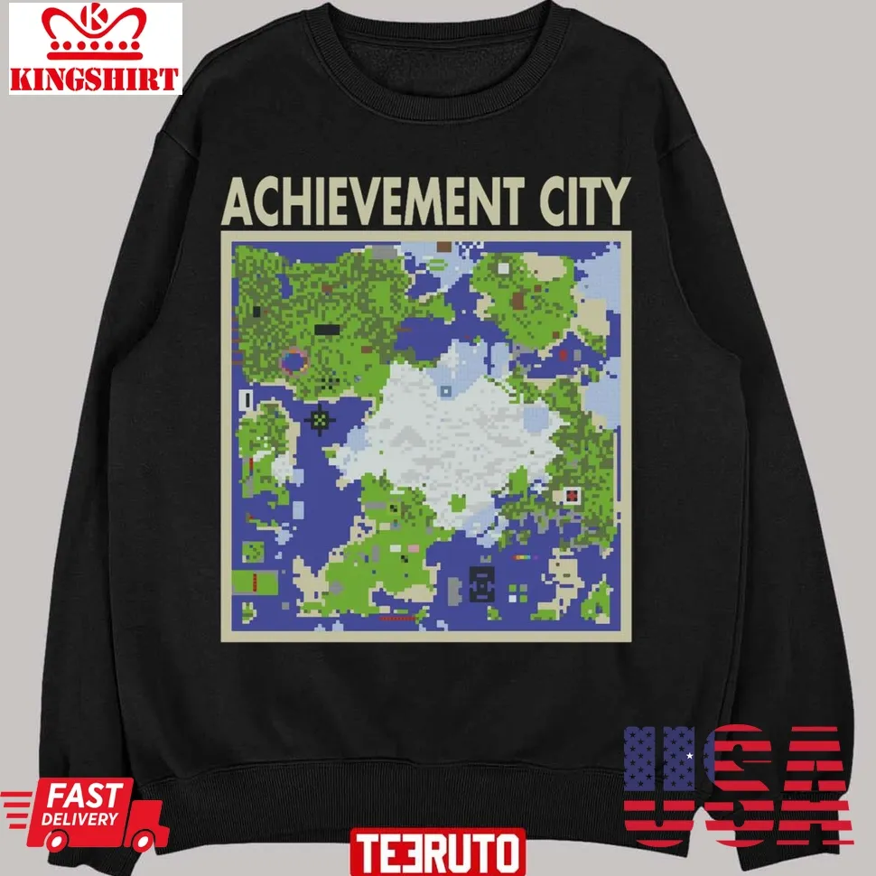 Achievement City Map Achievement Hunter Unisex T Shirt Size up S to 4XL