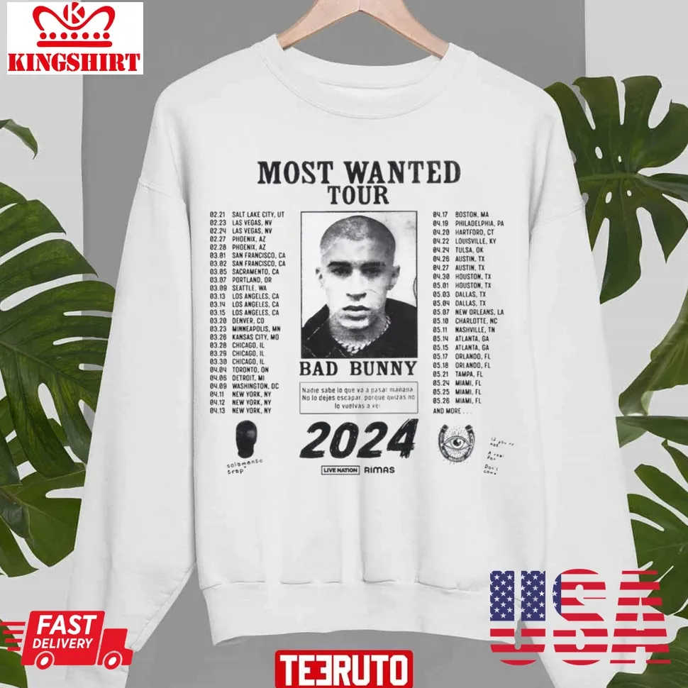 Bad Bunny Most Wanted Tour Unisex Sweatshirt Plus Size