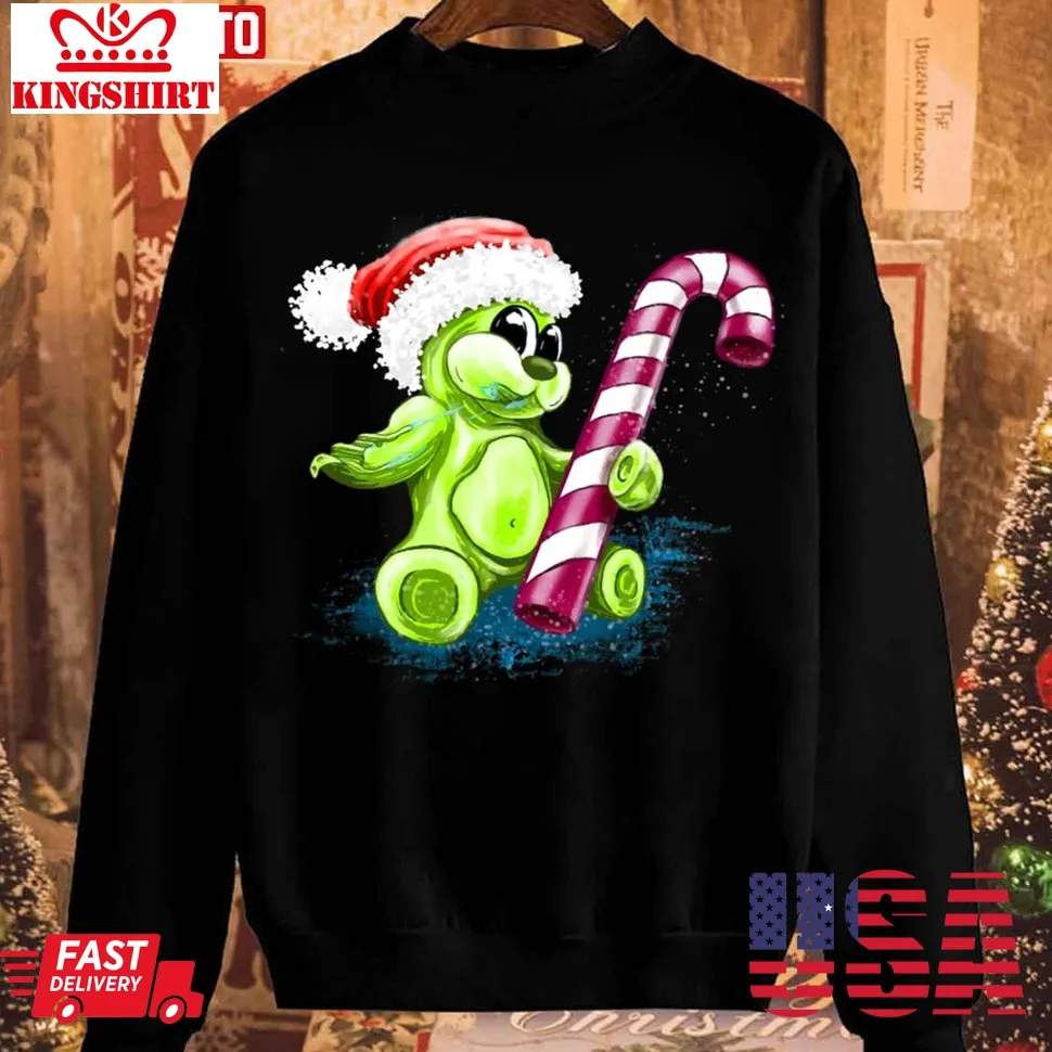 Bear Gummy And Candy Cane Christmas Unisex Sweatshirt Plus Size