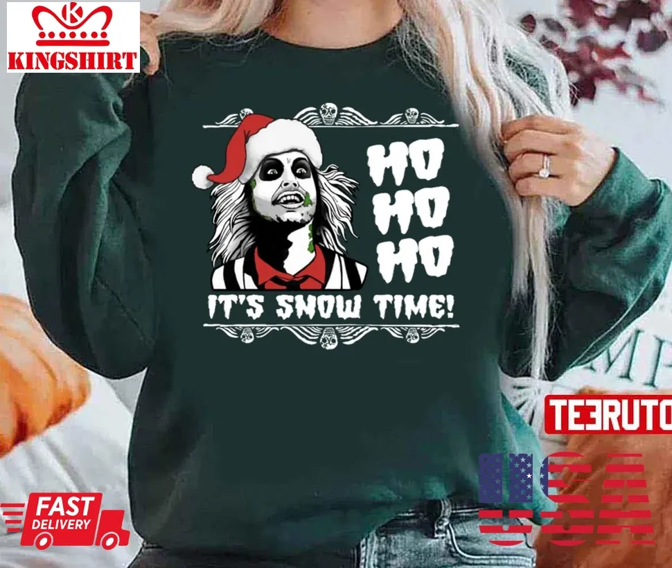 Beetlejuice Ho Ho Ho Christmas It's Snow Time Unisex Sweatshirt Unisex Tshirt