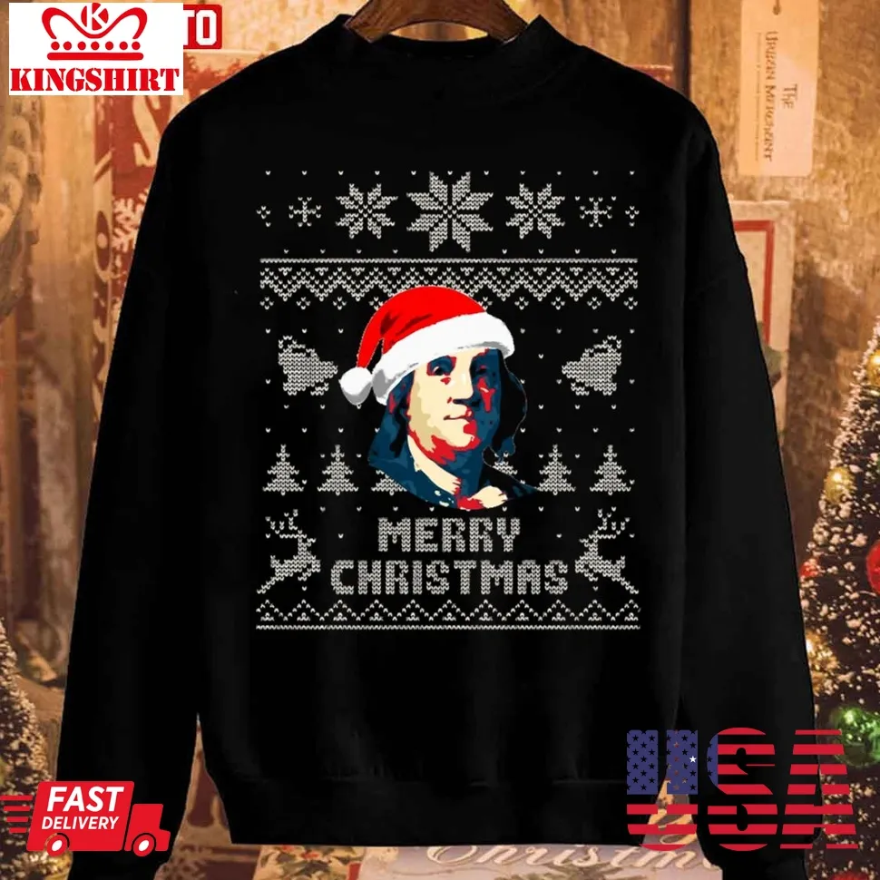 Benjamin Franklin Merry Christmas Unisex Sweatshirt Plus Size