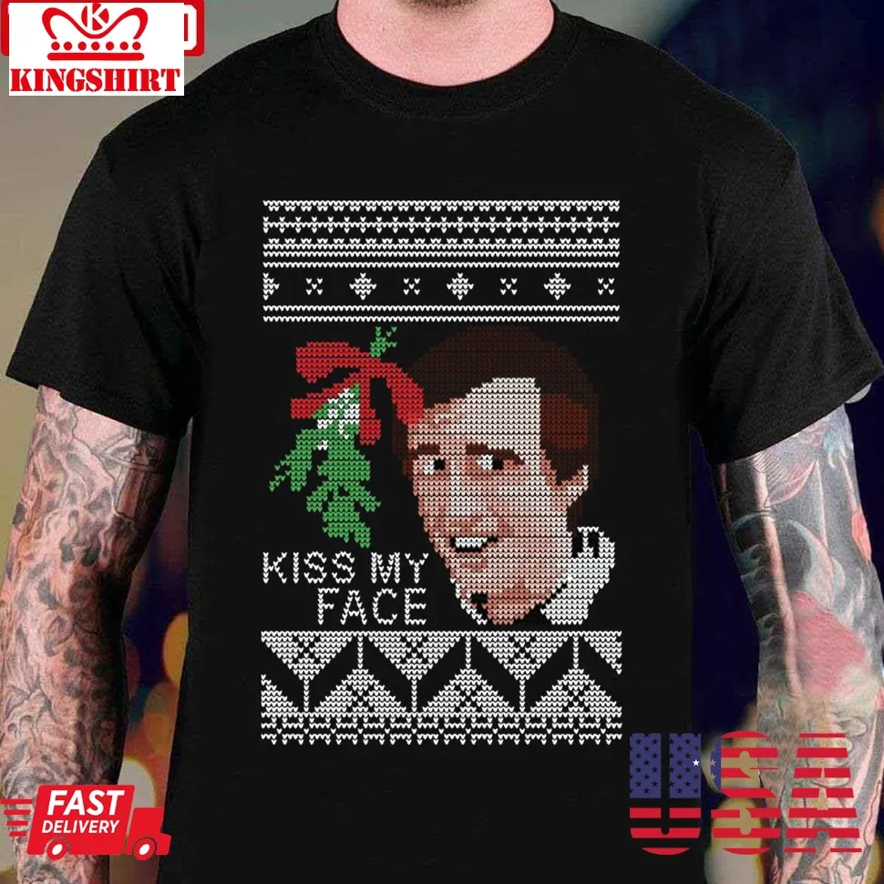Christmas Alan Partridge Kiss My Face Mistletoe Knit Unisex T Shirt Unisex Tshirt