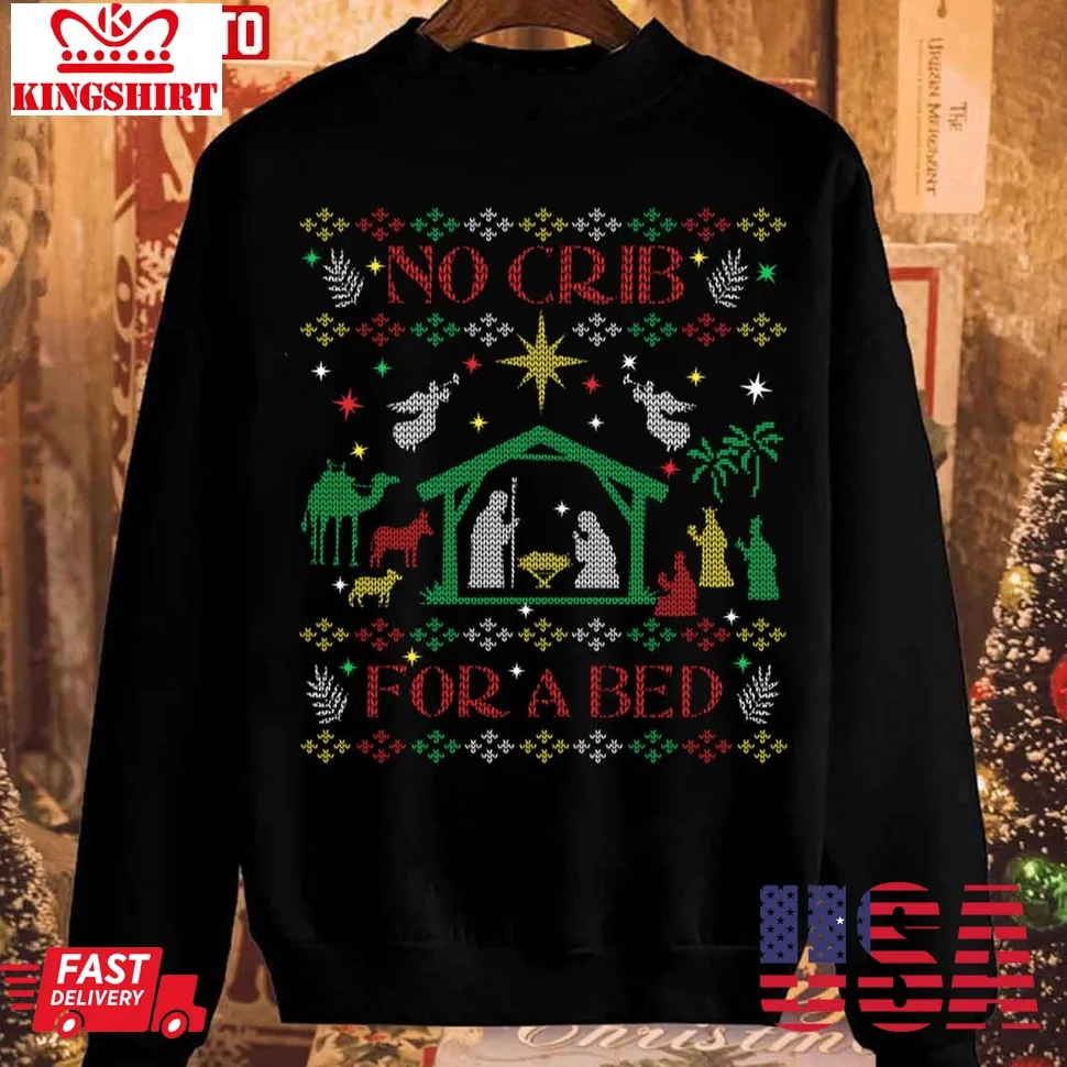 Christmas Carol Away In A Manger No Crib Christian Jesus Manger Unisex Sweatshirt Size up S to 4XL