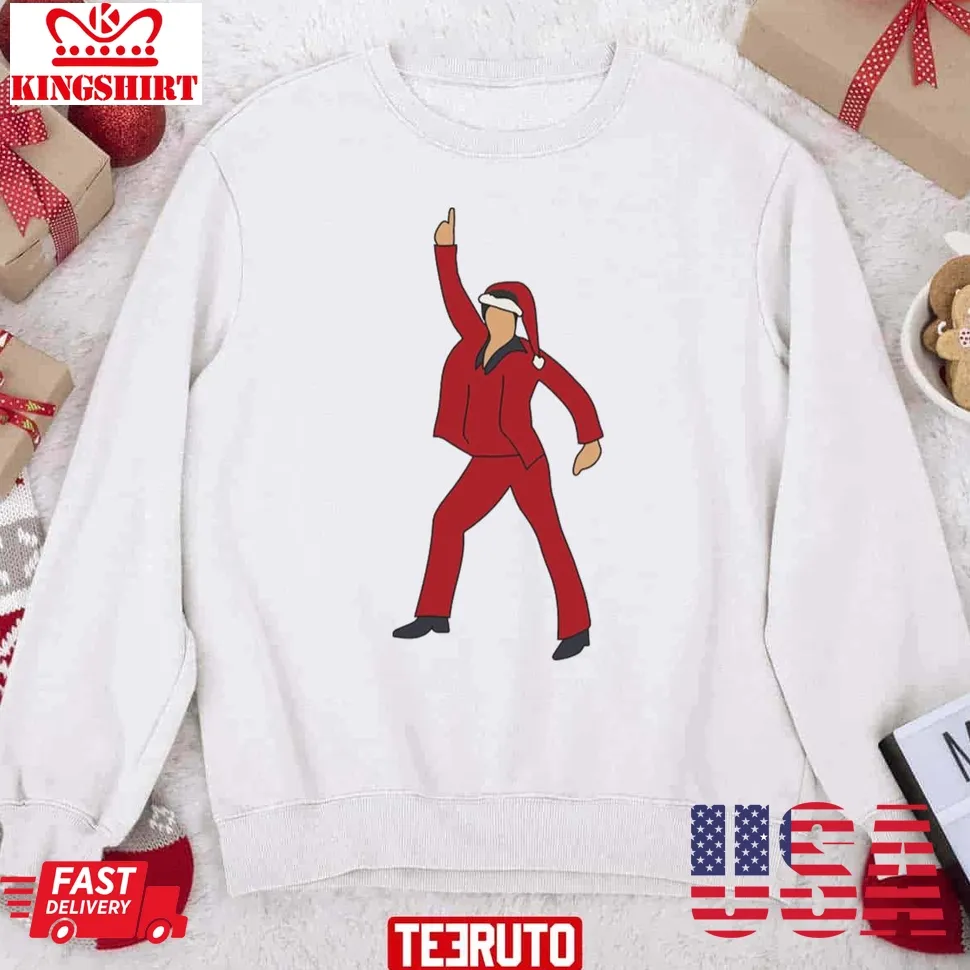 Christmas Disco Fever Santa John Travolta Emoji Unisex Sweatshirt Size up S to 4XL