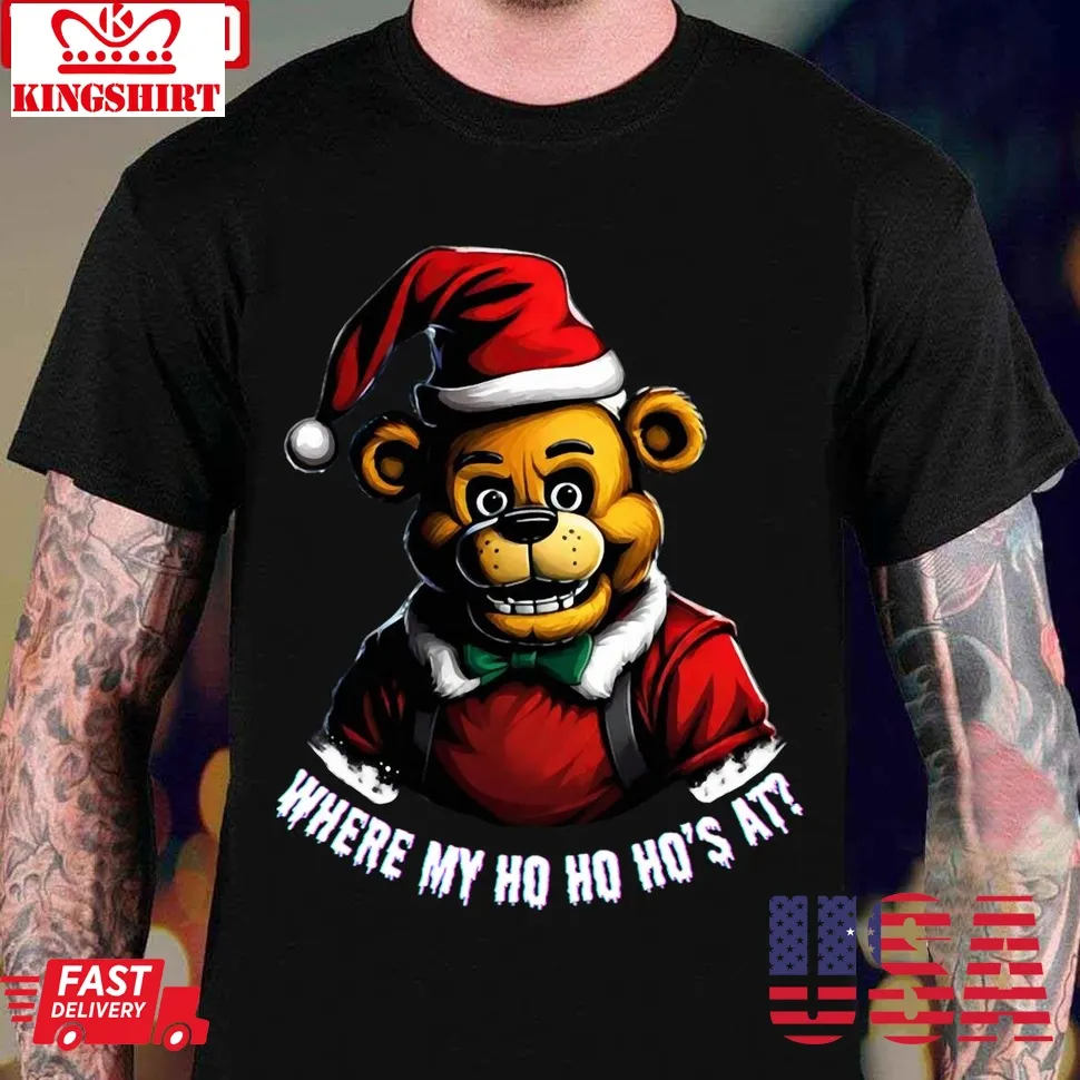 Christmas Freddy Fazbear As Santa Unisex T Shirt Size up S to 4XL