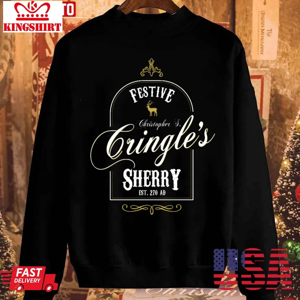 Christopher S Cringles Festive Sherry Christmas Unisex Sweatshirt Plus Size