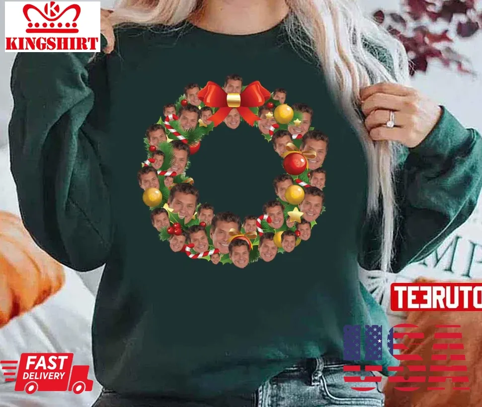 David Hasselhoff Multiface Christmas Wreath Unisex Sweatshirt Unisex Tshirt