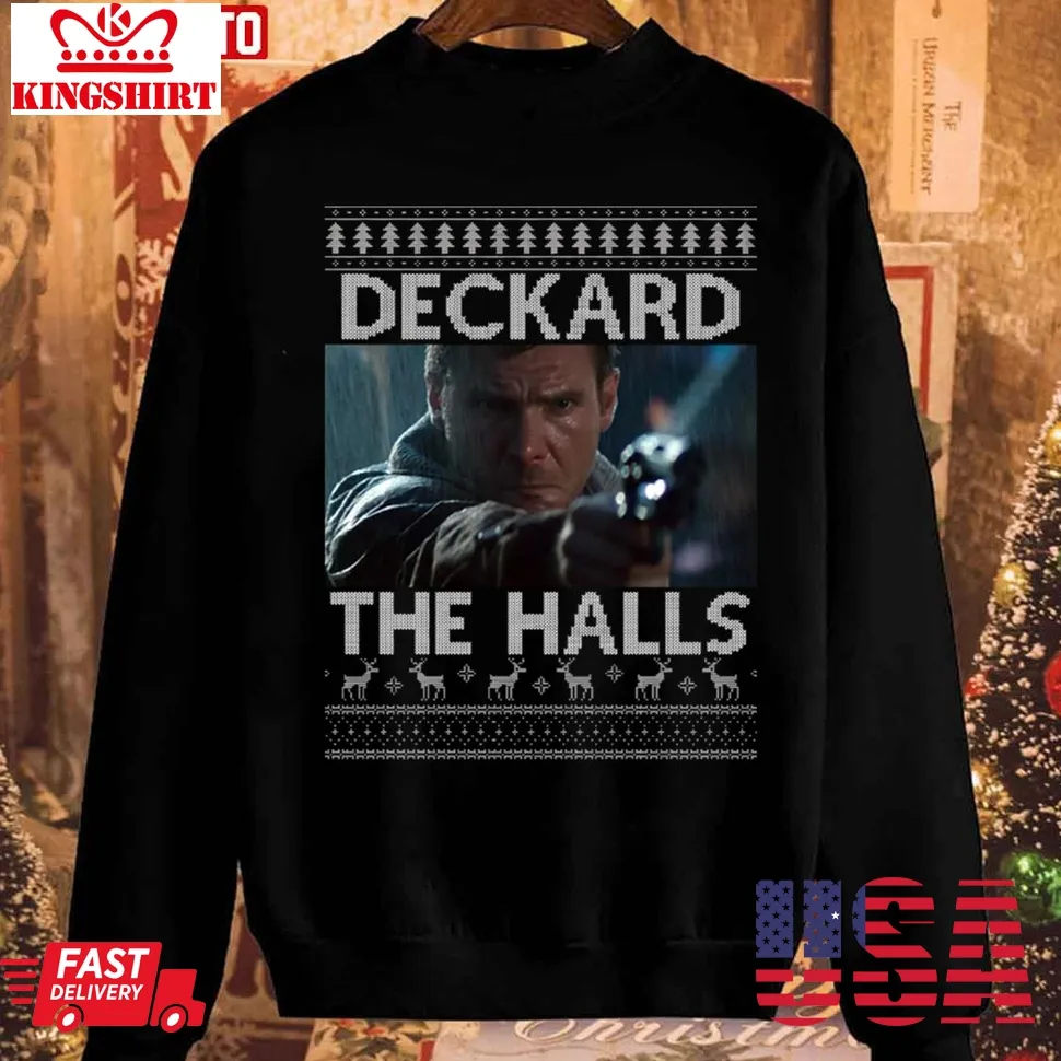Deckard The Halls Blade Runner Christmas Knit Unisex Sweatshirt Size up S to 4XL