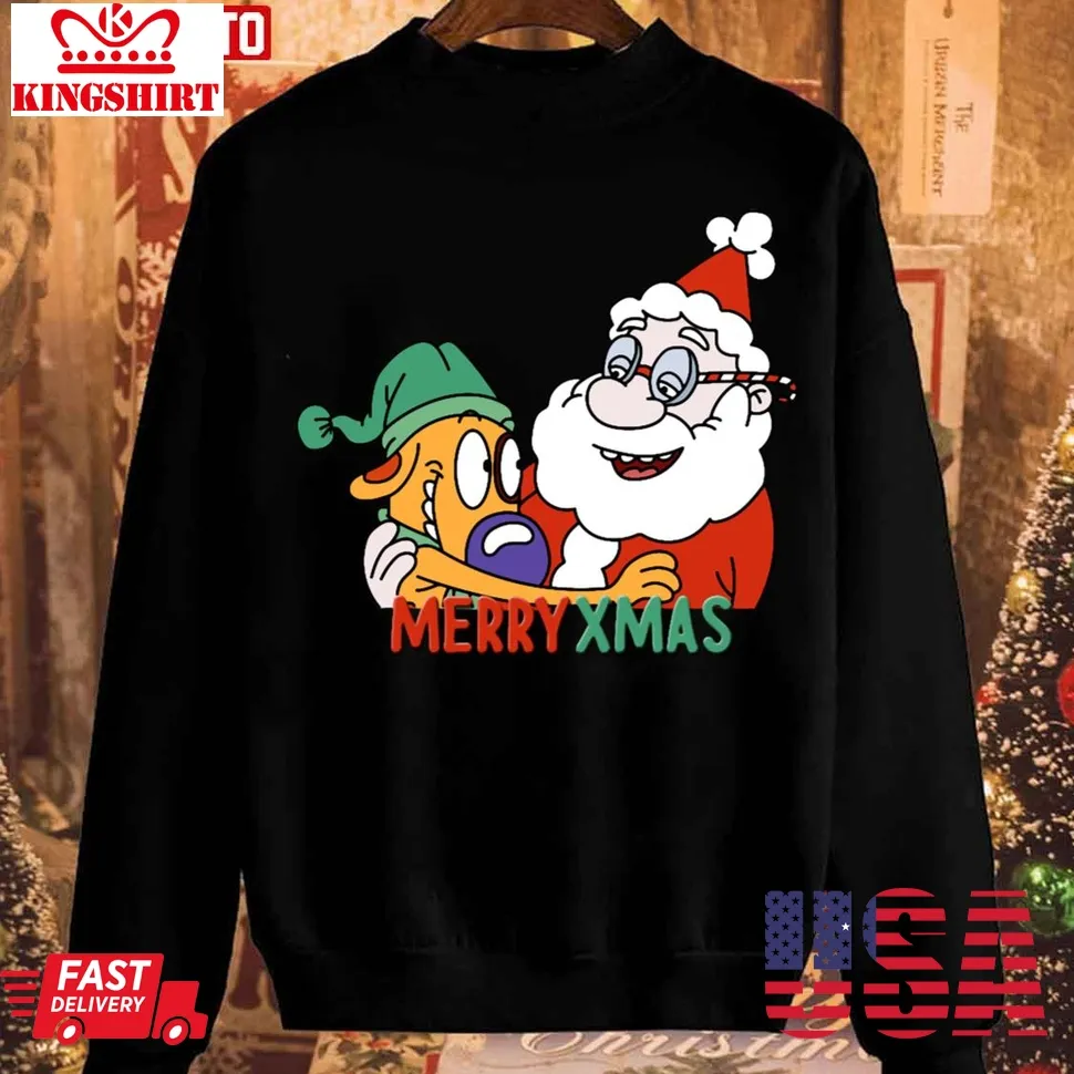 Hot Dog And Santa Christmas 2023 Unisex Sweatshirt TShirt