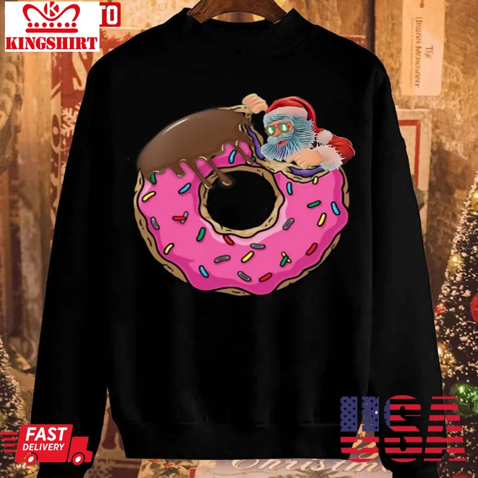 Awesome Donut Santa Claus Christmas Unisex Sweatshirt Size up S to 4XL
