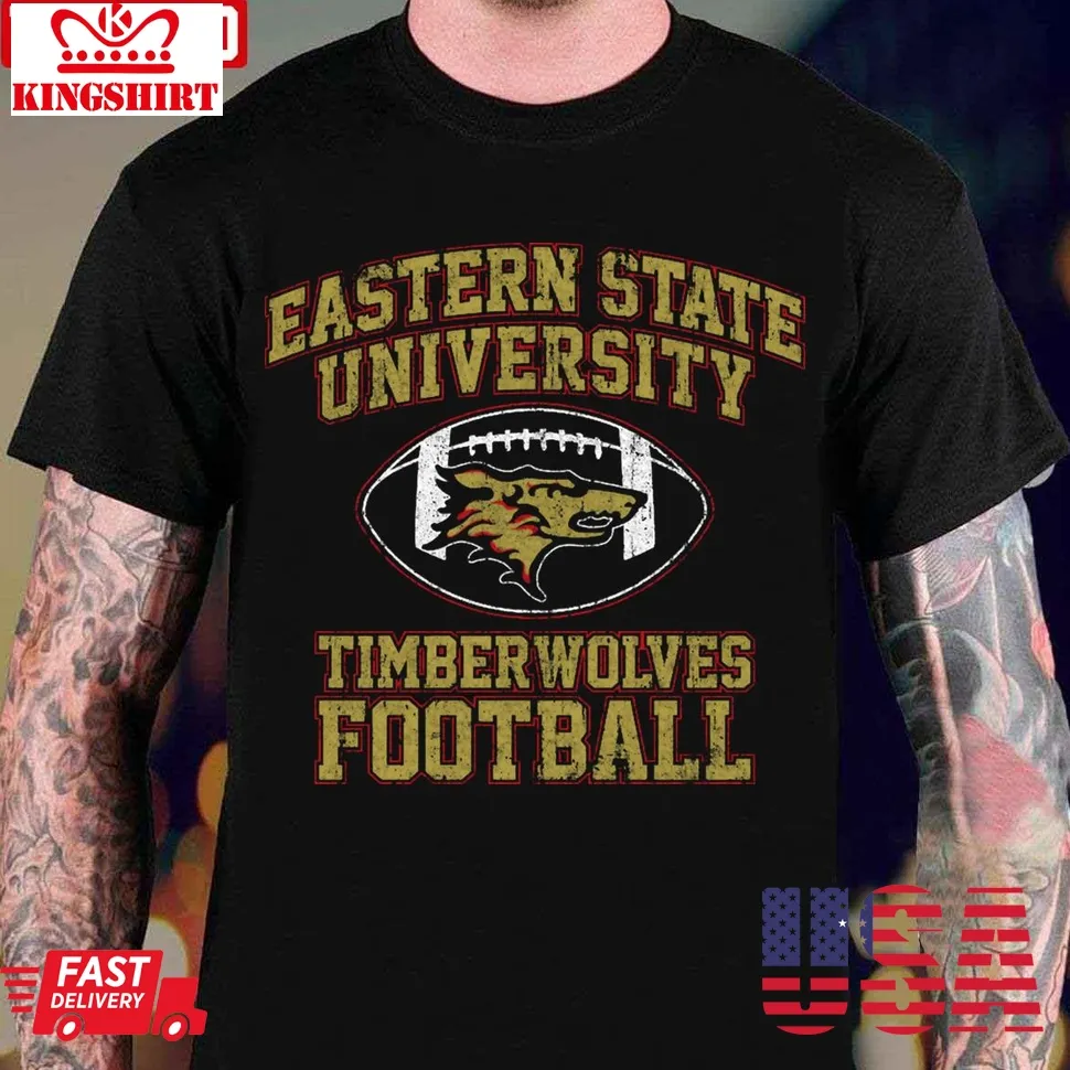 Eastern State University Timberwolves Football Unisex T Shirt Size up S to 4XL