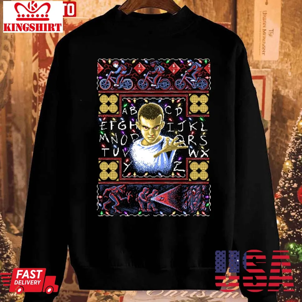 Pretium Eleven From Stranger Things Christmas Pattern Unisex Sweatshirt Plus Size
