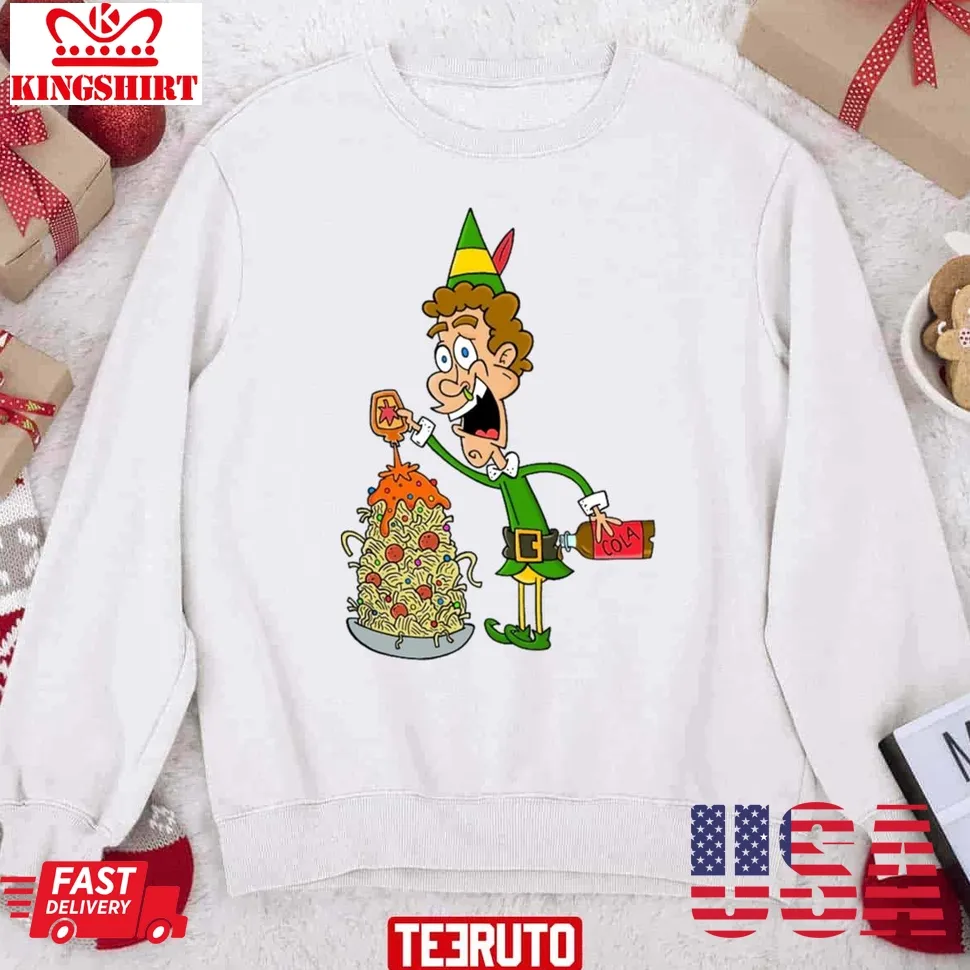 Oh Elf Cartoon Pasta Christmas Unisex Sweatshirt Size up S to 4XL