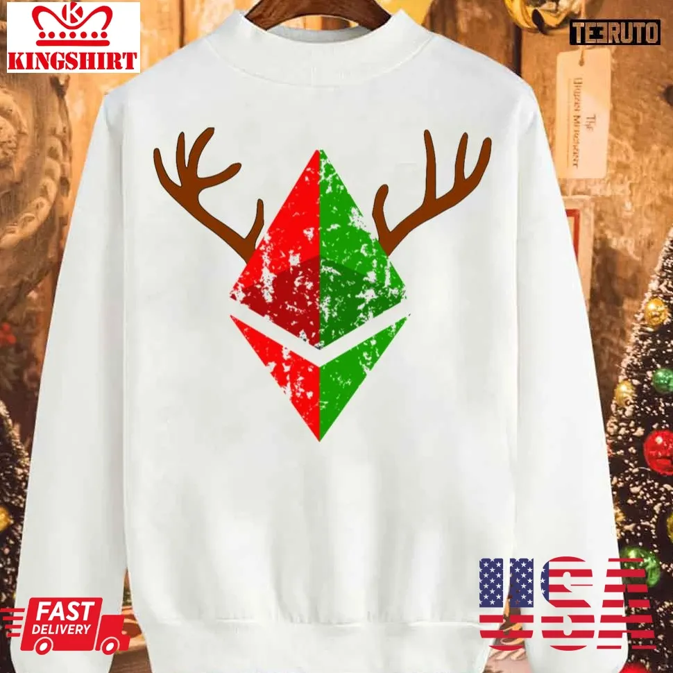 Pretium Ethereum Eth Logo Distressed Christmas Design 2023 Sweatshirt Plus Size