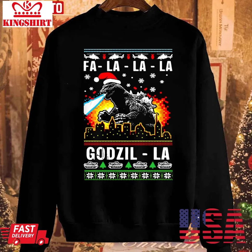 The cool Fa La La La Godzilla Christmas Unisex Sweatshirt Unisex Tshirt