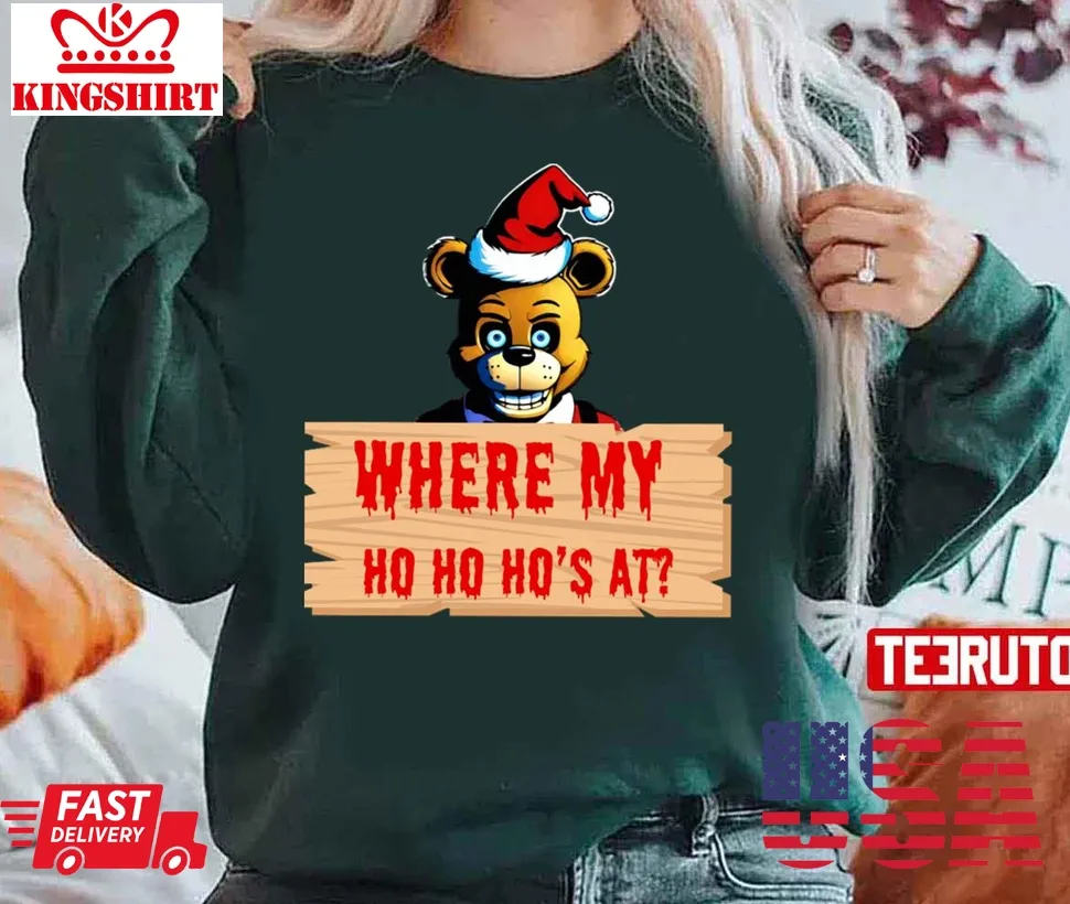 Freddy Fazbear As Santa Claus At Christmas Unisex Sweatshirt Plus Size