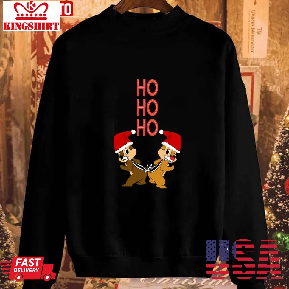 Funny Chip And Dale Christmas Ho Ho Ho Design Unisex Sweatshirt TShirt