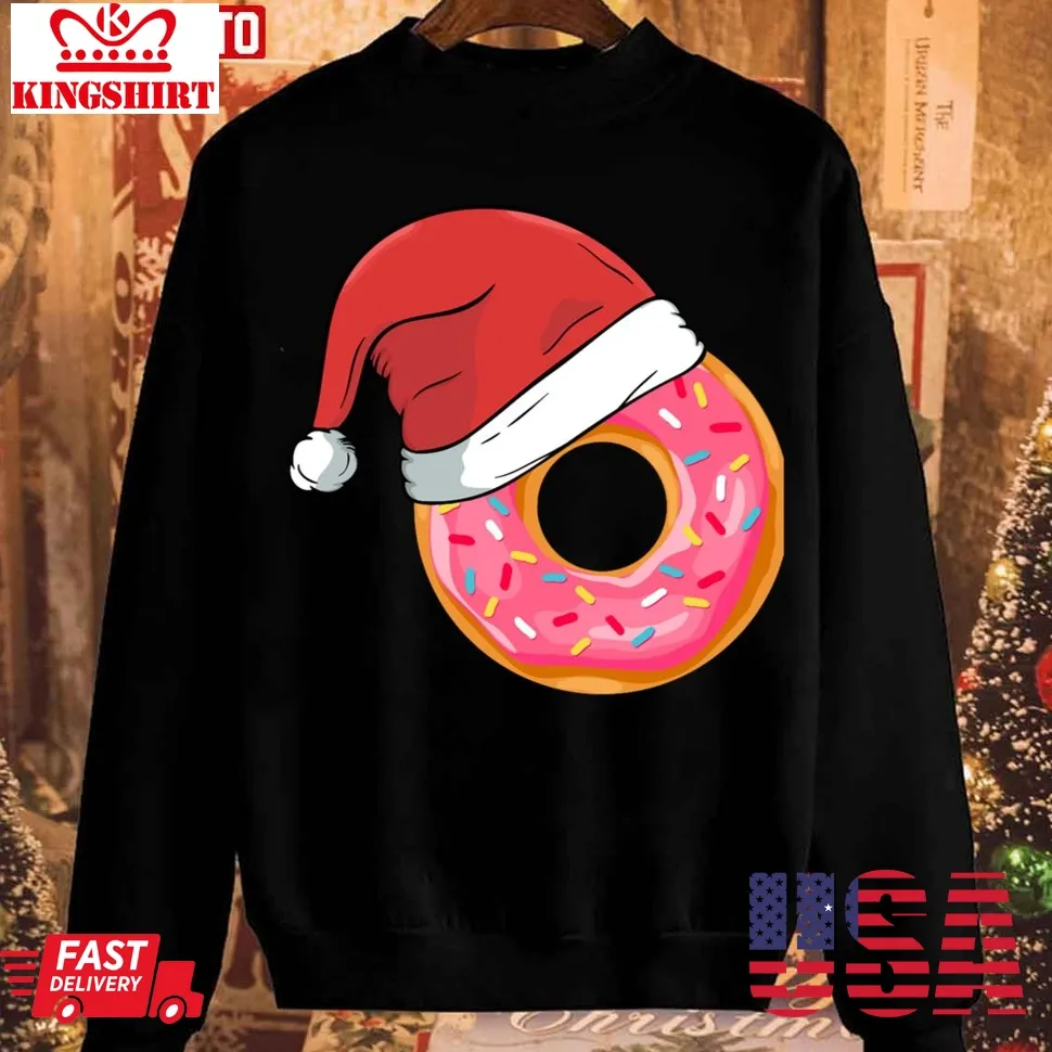 Funny Donuts Santa Claus Xmas Holiday Unisex Sweatshirt TShirt