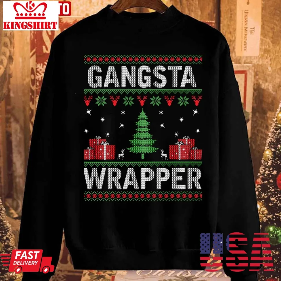 Gangsta Wrapper Christmas Design Sweatshirt Plus Size