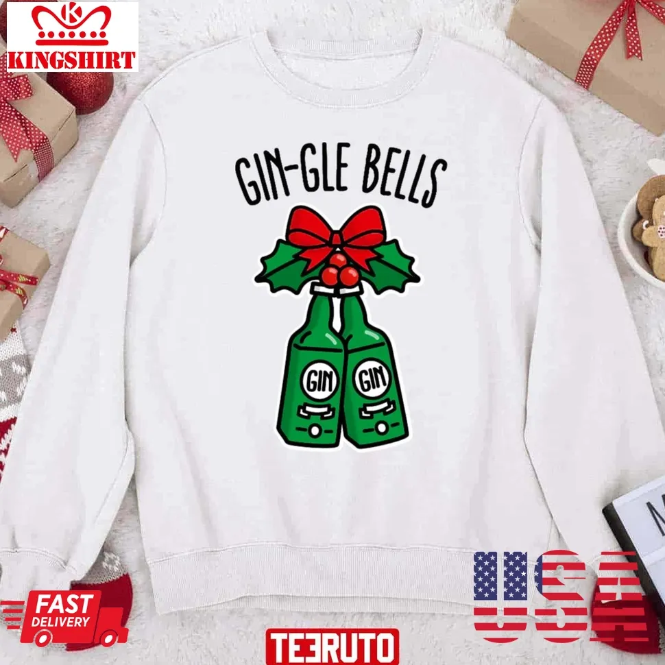 Gin Gle Bells Jingle Pun Funny Christmas Drinking Party Unisex Sweatshirt TShirt