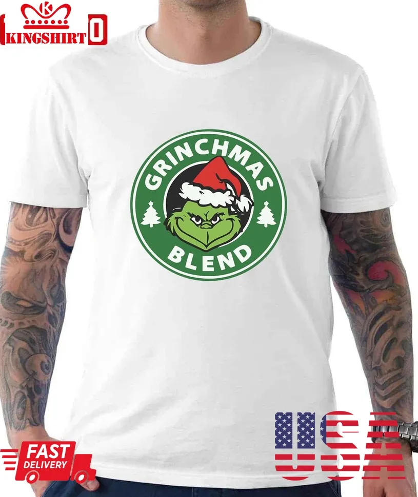 Grinchmas Blend Logo Starbuck Parody Grinch Unisex T Shirt Size up S to 4XL