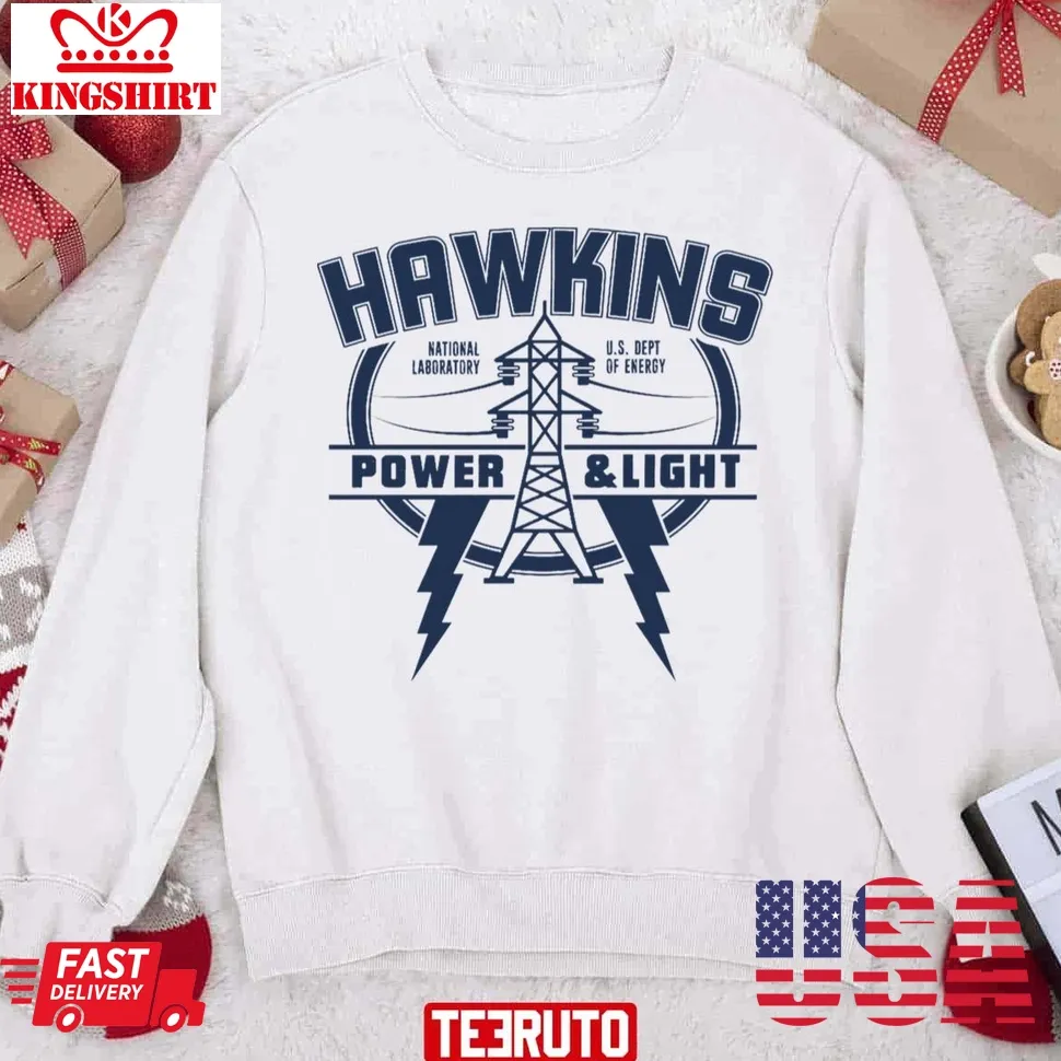 Hawkins Power And Light Stranger Things Unisex Sweatshirt Size up S to 4XL