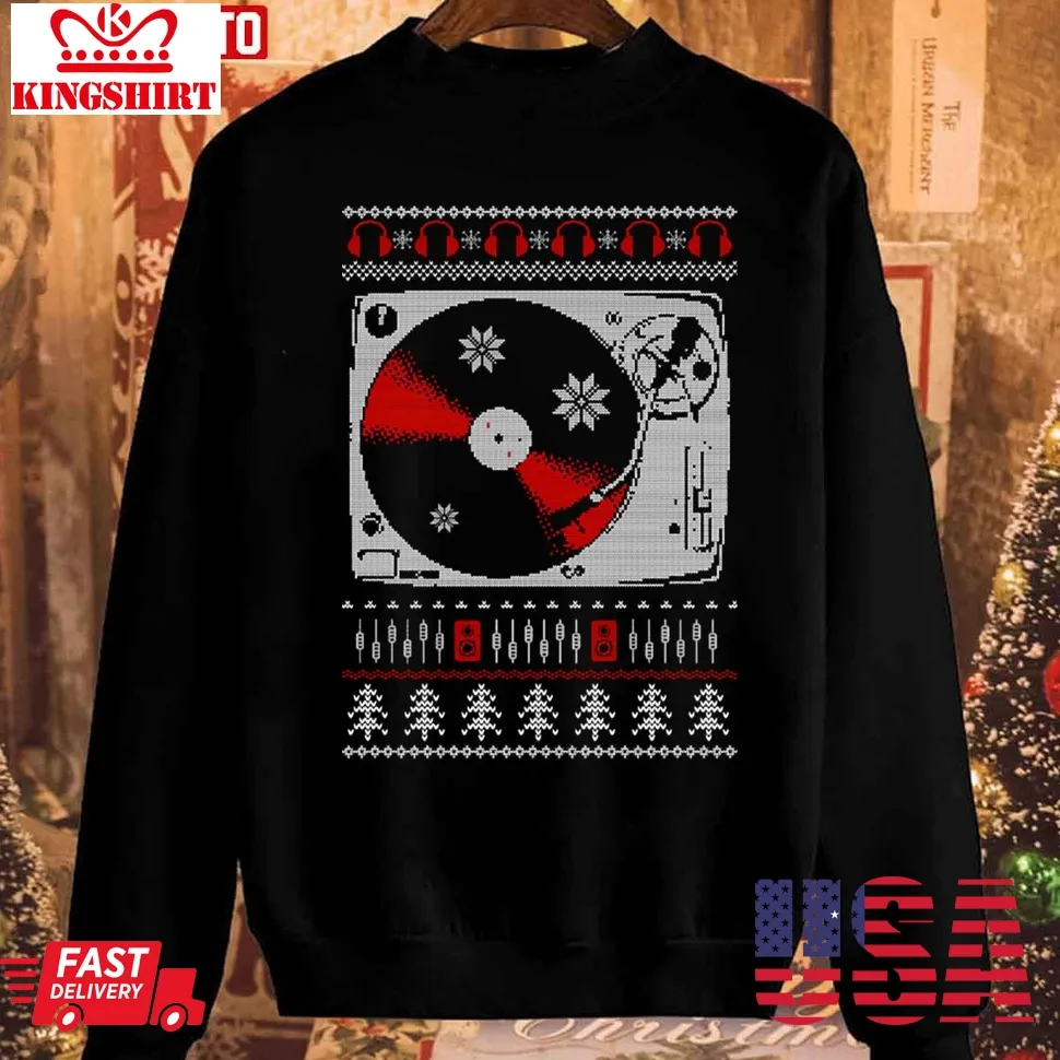 Hip Hop Turntable Technics Vinyl Record Christmas Unisex Sweatshirt Size up S to 4XL