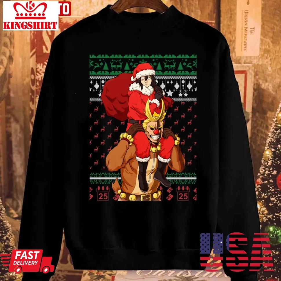 Holiday Anime Christmas Tree Reindeer Unisex Sweatshirt Size up S to 4XL