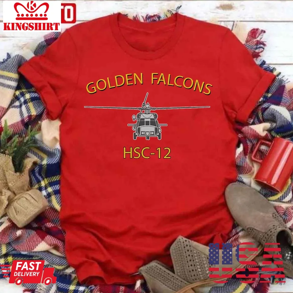 Hsc 12 Golden Falcons Helicopter Squadron Unisex T Shirt Size up S to 4XL