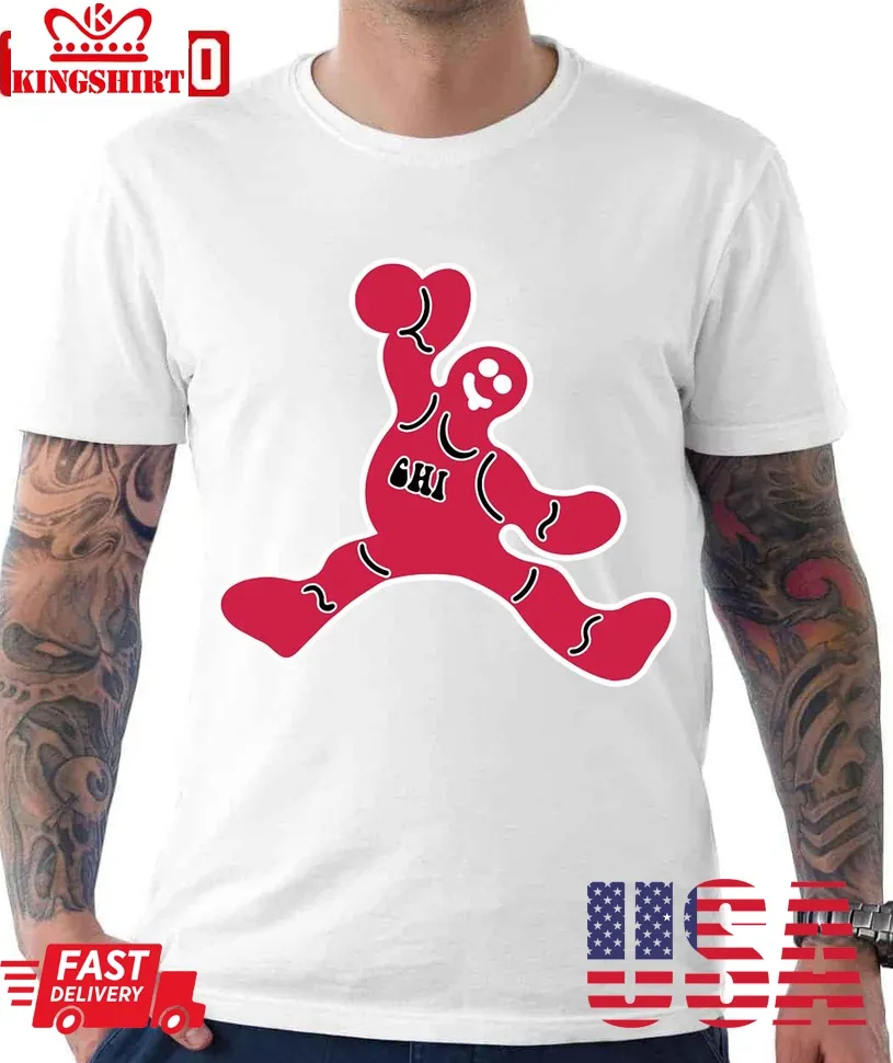 Jumping Chicago Bulls Gingerbread Man Unisex T Shirt TShirt