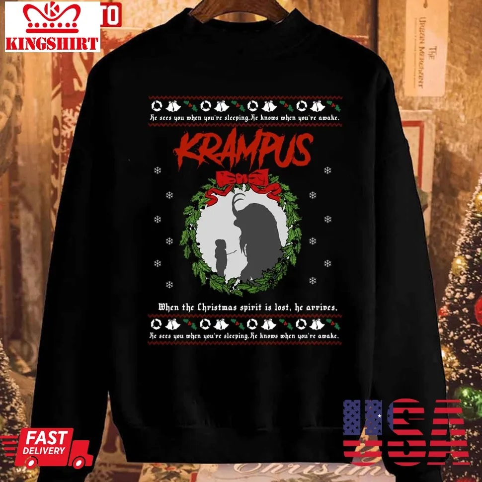 Krampus Ugly Christmas Pattern Unisex Sweatshirt Size up S to 4XL