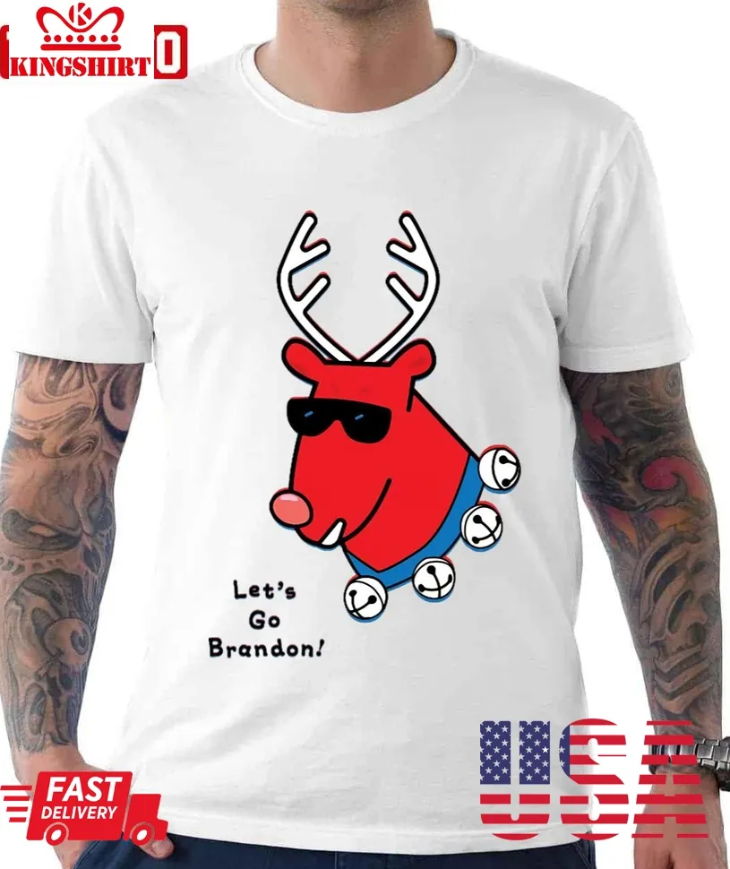Let's Go Brandon Reindeer Christmas Unisex T Shirt Size up S to 4XL