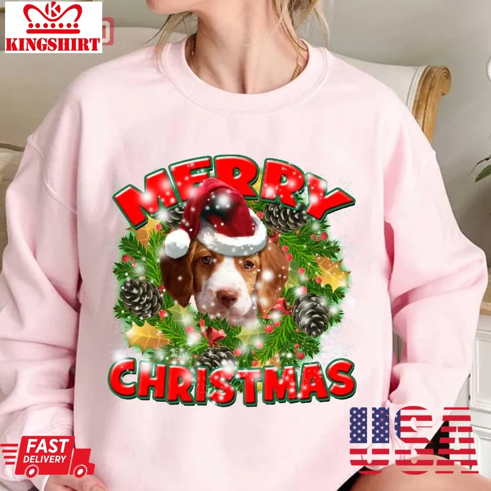 Merry Christmas Brittany Spaniel Dog Unisex Sweatshirt Unisex Tshirt