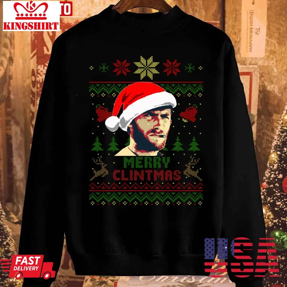 Merry Clintmas Clint Eastwood Christmas 2023 Sweatshirt Size up S to 4XL