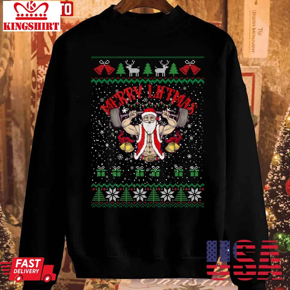 Merry Liftmas Fitness Lover Christmas Unisex Sweatshirt Size up S to 4XL