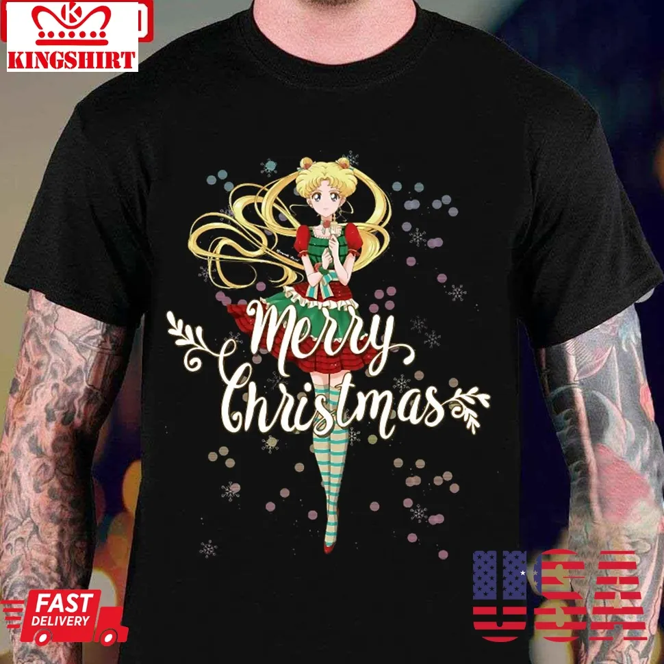 Merry Sailor Moon Christmas Usagi Unisex T Shirt Size up S to 4XL