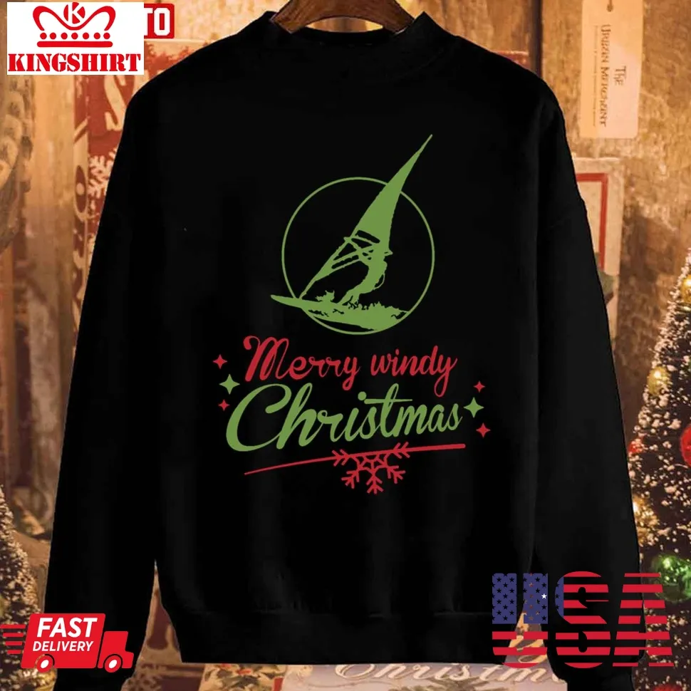 Merry Windy Christmas Windsurfer Unisex Sweatshirt Unisex Tshirt