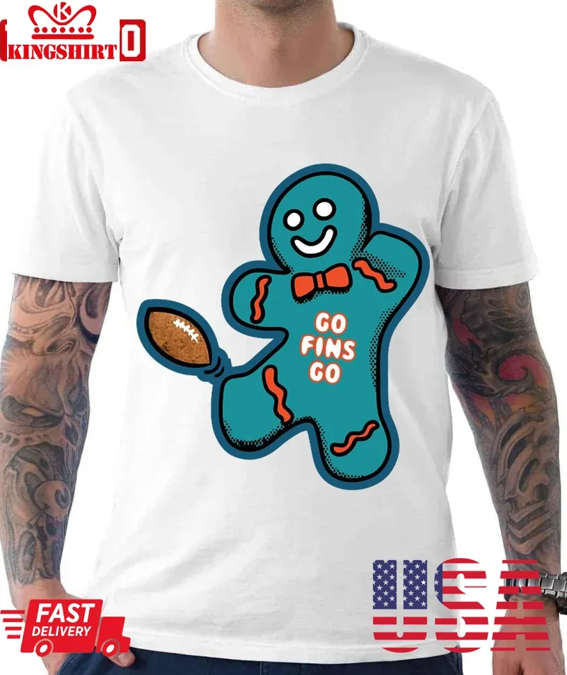 Miami Dolphins Gingerbread Man Unisex T Shirt Plus Size