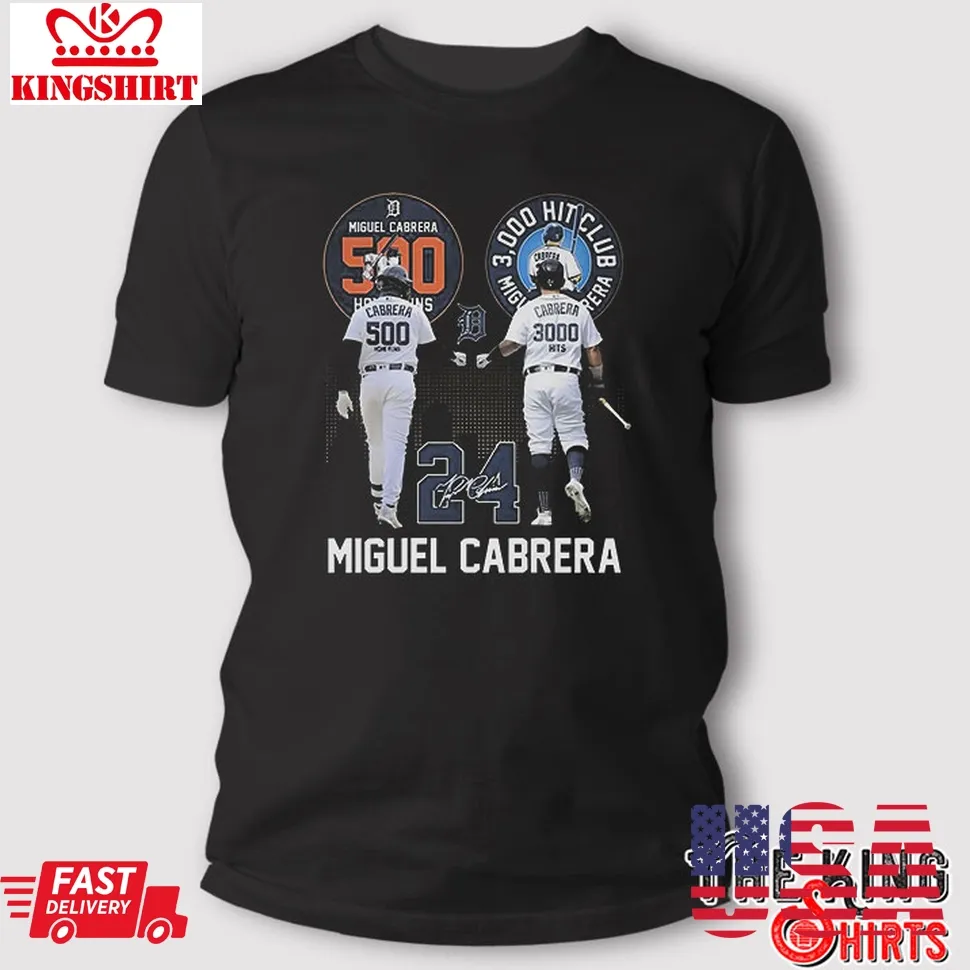 Miguel Cabrera 500 Home Runs 3000 Hits Club T Shirt Size up S to 4XL