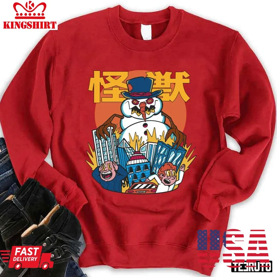Monster Snowman Sunset Japanese Sweatshirt Unisex Tshirt