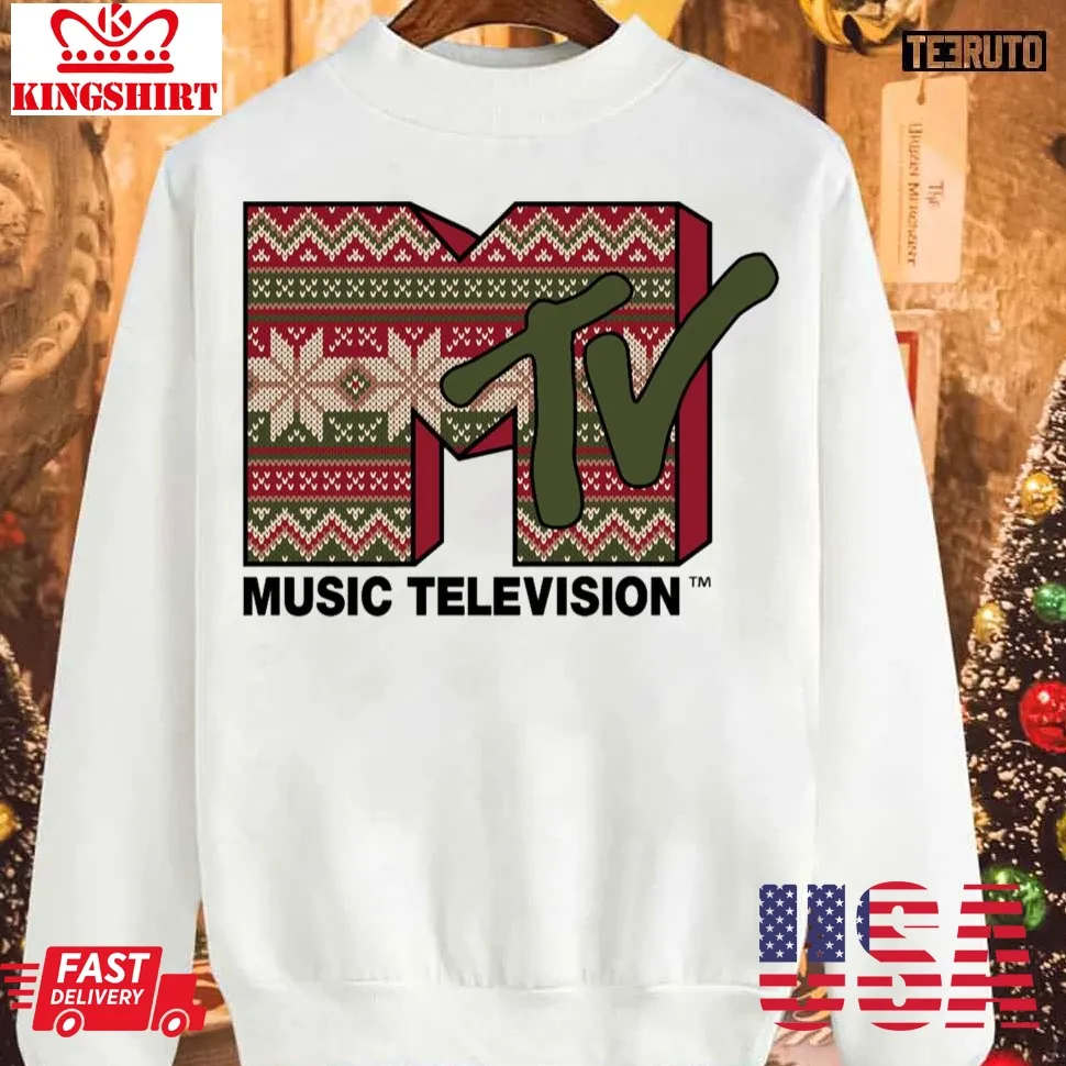 Mtv Christmas Vintage Holiday Logo Sweatshirt Plus Size