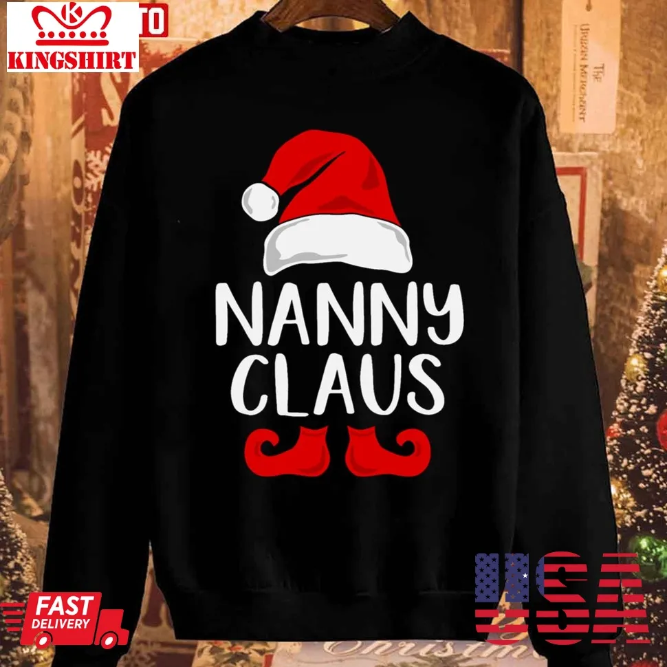 Nanny Claus Christmas Grandma Santa Sweatshirt Plus Size