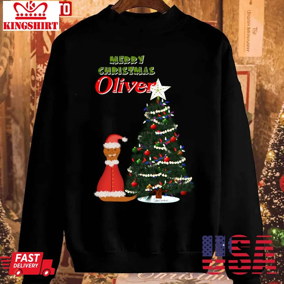 Oliver Dressed As Santa By His Christmas Tree Unisex Sweatshirt Unisex Tshirt